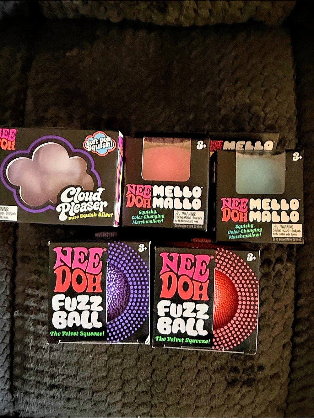 NeeDoh Cloud Pleezer and Mello Mallo Fuzz Ball assortment Fidget Toy Assortment